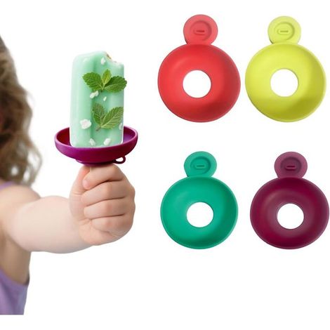 Lot de 4 supports à glace anti-gouttes, en silicone, réutilisables, protection anti-goutte, porte-cônes de glace, porte-crème (1/4)