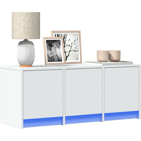TV-Schrank mit LED-Beleuchtung Weiß 97x34x40 cm Holzwerkstoff
