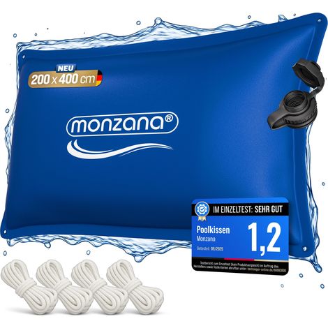 MONZANA® Poolkissen Winter Chlorbeständig Seil PVC Verstärktes Material bis -20°C Doppelnaht Sicherheitsventil 4 Ösen Luftkissen Pool Abdeckung Poolkissen 200x400cm