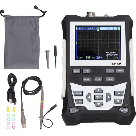 Oscilloscope Numérique Portable 120MHz 500Msps Écran Couleur avec Housse Silencieuse en Silicone pour Usage Industriel (1/5)