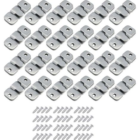 Crochets pour cadres photo - 24 pièces - Crochets pour cadres photo - Support encastré - Crochets emboîtables pour cadres photo - Acier inoxydable - Argent - 44 x 19 mm - Vis incluses (1/5)