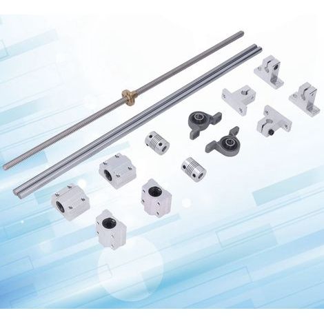 Kit de vis à billes T8 350mm avec axes optiques horizontaux, rails doubles de 8mm et palier de support (1/5)