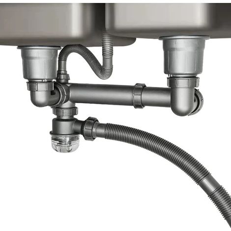 Ensemble de bonde pour évier de cuisine, ensemble de bonde universel pour lavabo de salle de bain avec bonde escamotable anti-odeurs et anti-fuites, raccord de tuyau d'évacuation flexible, évacuation (1/5)