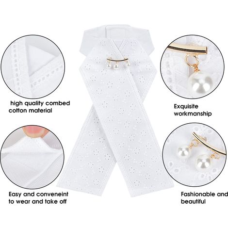 3 Pièces Col Claudine Fleur en Coton Blanc - Collier Équestre Brodé pour Cavaliers, Accessoire Mode Équestre Mixte (1/5)