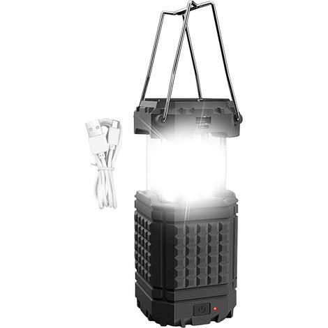 Lampe de camping LED solaire et à manivelle / Lampe portable — Batterie rechargeable USB 5000 mAh (1/5)
