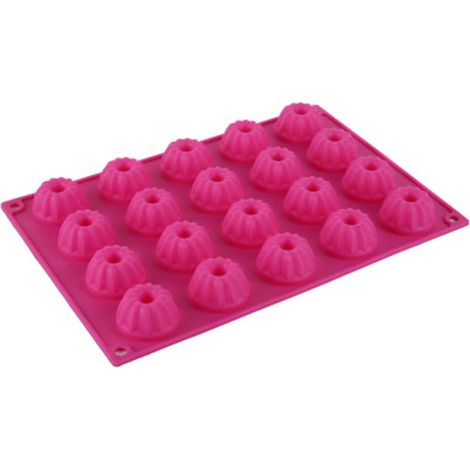 Moule à gâteau en silicone en forme de fleur, 20 alvéoles, mini, avec revêtement antiadhésif, 29,8 x 19,9 x 2,2 cm (1/4)