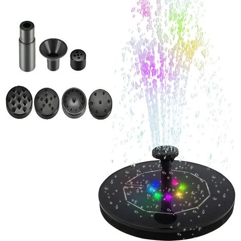 Fontaine de jardin solaire LED 2,5W pompe flottante 6 buses multi effets de jets d’eau kit pompe solaire DIY pour bassin (1/5)