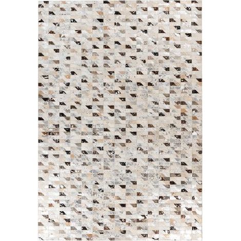 Tapis Fait Main en Cuir "Lavin V" Argent & Multicolore 80 x 150 cm (1/5)