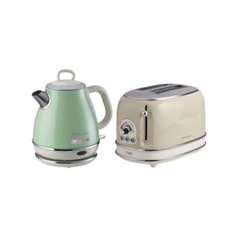 Pack ARIETE Bouilloire Electrique 1L Vert + Grille-pain 2 fentes 815W Beige (1/3)