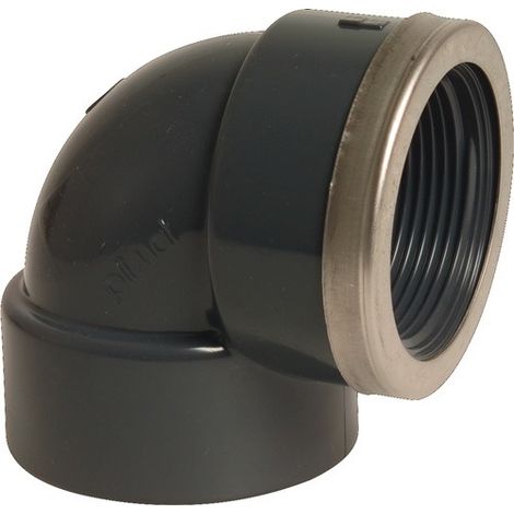 Mega Winkel 90° PVC-U 32 mm x 1 Zoll Klebemuffe x Innengewinde verstärkt 16 bar, grau (1/3)