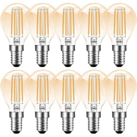 E14 ampoule LED dimmable,E14 4W G45 P45 Ampoule Edison vintage,2700K Blanc Chaud,350lm,Ampoule à filament LED E14,Remplacement de l’Ampoule à Incandescence 35W,Dimmable,Ambre,10 Unité