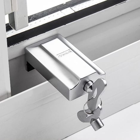 Serrure antivol pour fenêtre - Serrure à clé de sécurité - Limiteur de porte coulissante - En alliage (1/5)