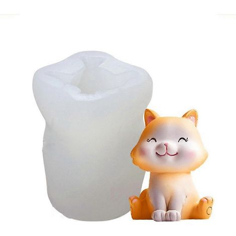 Moules en silicone en forme de chat, moules à fondant, moules à mousse, moules à chocolat, bougies à faire soi-même, décorations de gâteaux en résine époxy, chats décontractés multicolores en silicone (1/4)
