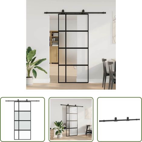 vidaXL Aluminium - Porte coulissante avec kit de quincaillerie noir 90x205 cm (1/5)