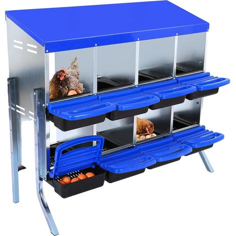 Hühnernestkasten, Rollschalen, langlebige Stahlkonstruktion, 8 Löcher (1/2)
