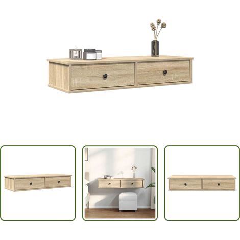 Schubladenregal - Wandregal mit Schubladen Sonoma-Eiche 100x37,5x19 cm (1/5)