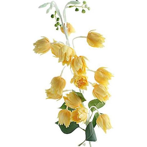 Fleur 1 branche en soie artificielle réaliste, conservation fraîche, résistante aux intempéries, composition florale, fausse campanulejaune (1/5)