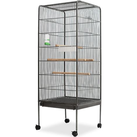 Gabbia per uccelli 54 x 54 x 146 cm acciaio nero 020041709