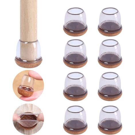 8 Piece Silicone Chair Leg Covers, Round Transparent Chair Caps, Chair Foot Protection, Non-Slip Pads for Chair Legs, Protect Floor to Eliminate Noise (Small) (1/5)