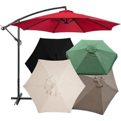 Funda de repuesto, toldo universal de repuesto para sombrilla de jardín, patio, terraza, playa, piscina, mercado, 3 m/6 varillas, color caqui. (1/5)