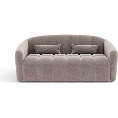 Canapé convertible express dunlopillo 140cm 3 places en velours taupe (1/5)