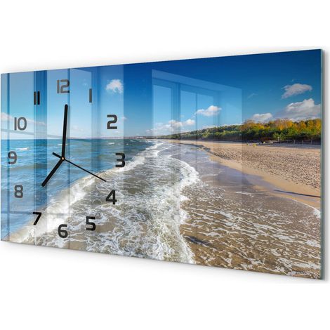 Horloge Murale Panoramique en Verre 60x30 cm Décorative Moderne Salon Cuisine Mer Baltique (1/5)