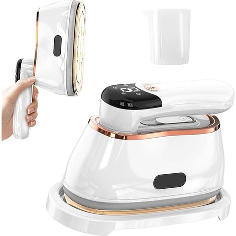 Défroisseur Vapeur 2-en-1 Portable Fer à Repasser Vertical 1000W, Chauffage Rapide 10s Panneau Céramique Anti-Plis, 3 Niveaux Vapeur Écran LCD, Manche Pliant Compact pour Vêtements Tissus Délicats (1/5)