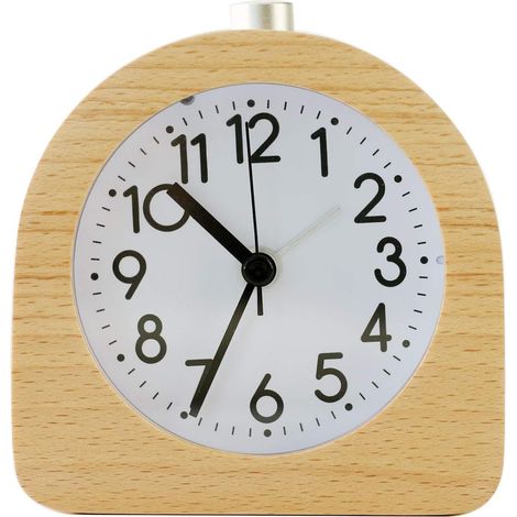 Despertador analógico, movimiento silencioso, marco de madera maciza, función de repetición de alarma, luz nocturna integrada, para oficina o dormitorio. (1/5)