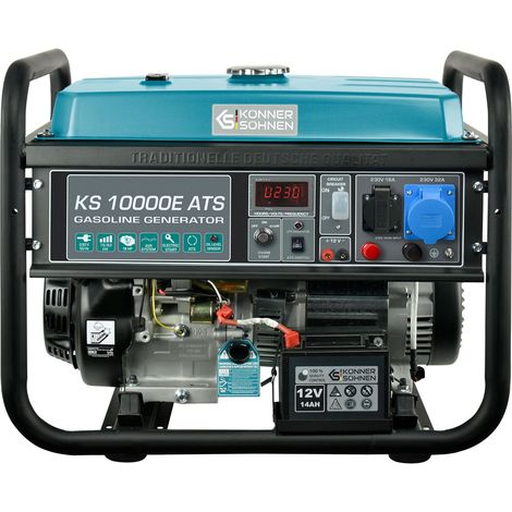 Generador Könner & Söhnen KS 10000E ATS, 8,00 en kW, (motor de gasolina de 4 tiempos de 18 CV, 1 pieza, arranque manual/eléctrico, alimentación de emergencia automática), pantalla (tensión, frecuencia