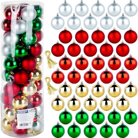 BRUCHSICHERES WEIHNACHTSKUGEL-SET, BUNTE WEIHNACHTSDEKORATION, 50 STÜCK