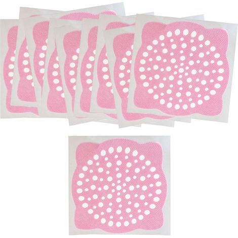Paquete de 10 adhesivos desechables para desagües de suelo, filtros antiobstrucción para lavabos y fregaderos, filtros de malla para cabello, 10 x 10 cm (rosa) (1/5)