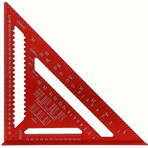 Équerre de menuisier en aluminium - Équerre rouge de 30 cm (12 pouces) à bord dentelé (1/4)