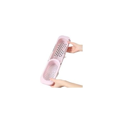 Multifunktionaler Spülbecken-Organizer, verstellbare Seifenschale, Geschirrtuchablage, 1 Stück (rosa) - Crezuo