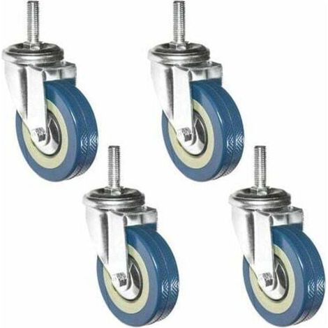 4er-Set Schwerlast-Möbelrollen, 360° drehbar, 75 mm, M10 - Crezuo