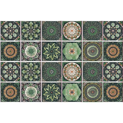 Lot de 24 carreaux adhesifs pvc stickers muraux decoratifs cuisine salle de bain 10x10cm (1/5)