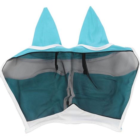 Maschera Anti-Fly Cavallo Leggero e Traspirante Elastico in Tessuto, Protezione contro gli Insetti con gancio e anello di Fissaggio, di Grandi Dimensioni-Blu (1/5)