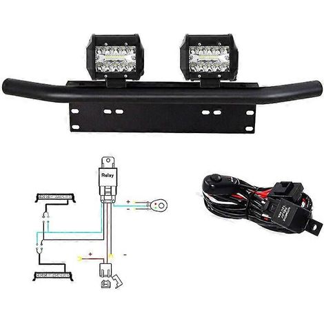 Support universel de plaque d'immatriculation avant pour pare-buffle avec support pour phare antibrouillard et projecteur de travail LED 4 pouces, compatible avec les camions tout-terrain et les remor (1/5)