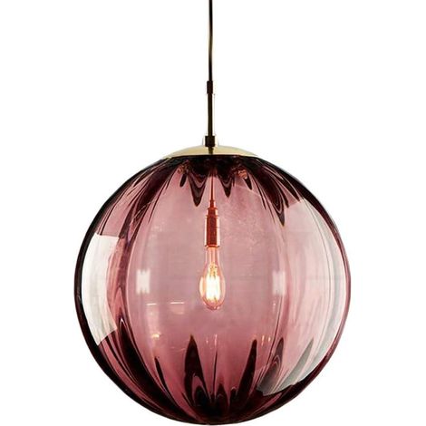 Lampe à Suspension en Verre Boule, Lampe Suspension Table Salle à Manger Réglable, Suspensions Luminaire en Verre Industrielle, E27, Ø20cm, Rouge (1/5)