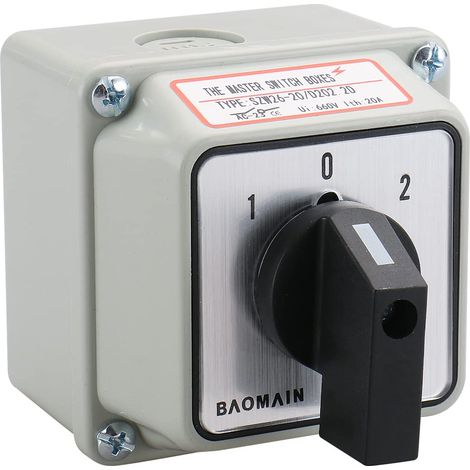 Universal Rotary Switch with Main Switch Outdoor Housing, On-Off-On, 550V 20A 3 Position 2 Phase, IP66, LW28-20/D202.2D (Small Box) (1/5)