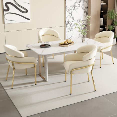 Chaise de salle à manger — parfaitement adaptée pour compléter l'ameublement d'un salon ou d'une chambre, et tout aussi idéale pour servir de fauteuil de détente. Elle repose sur des pieds en métal et