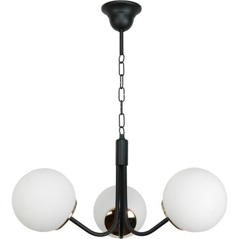 Lámpara de techo colgante negra con pantalla de cristal blanco 15-292 sofia