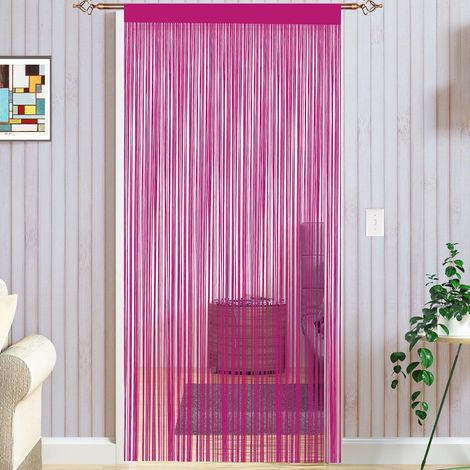 Rideaux à cordes style spaghetti faits à la main Divise-pièces multifonctions Grillage-moustiquaire pour fenêtres et portes, rose, 90x200cm (1/5)