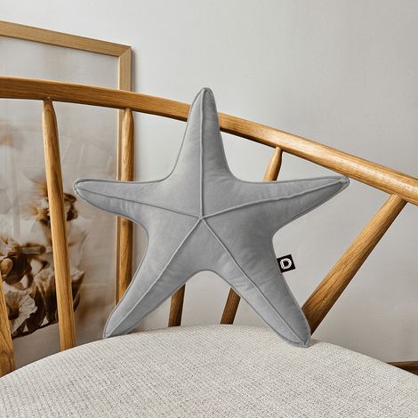 Piccolo cuscino a forma di stella marina in VELLUTO VE2218  grigio (1/2)