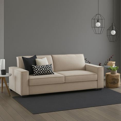 Talamo Italia Sofá fijo Sole, Gran Sofá de 2 plazas, 100% Made in Italy, Sofá de salón en tela, con reposabrazos delgados, Cm 180x95h90, Beige, con embalaje reforzado (1/4)