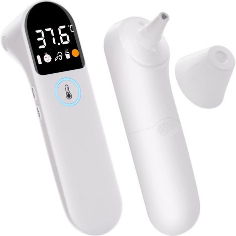 Termometro per fronte e orecchio per neonati e adulti - Allarme febbre - Misurazione della temperatura degli alimenti - Elevata precisione - Schermo LCD (1/4)