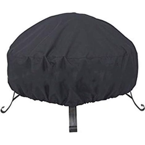 Housse De Protection Multi-Usage Pour Brasero Rond Noir Étanche À La Poussière Avec Cordon De Serrage Pour Poêle (L : 92 X 31 Cm)