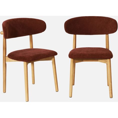 Silla de madera de caucho natural y tela de chenilla, set de 2 (1/5)