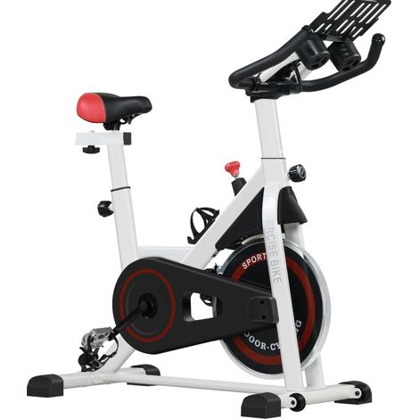 Vélo d'appartement ergomètre avec résistance magnétique réglable en continu, écran LCD, selle et poignées ajustables, support smartphone – CHICFURN (1/5)
