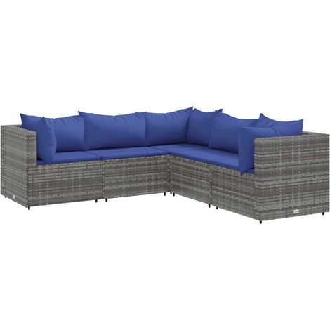 Maison Exclusive - Set Divani da Giardino 5 pz con Cuscini in Polyrattan Grigio (1/5)