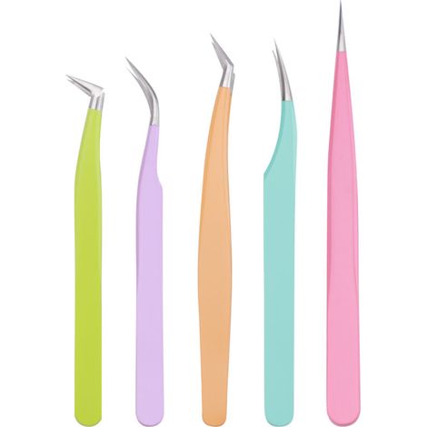 Ce kit de 5 pinces à épiler pour extensions de cils convient aux passionnées d'extensions de cils, aux jeunes filles, aux femmes et aux débutantes.